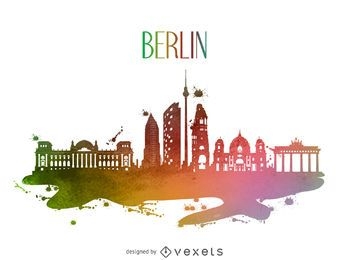 Berlin watercolor skyline silhouette