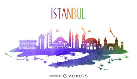 Istanbul watercolor skyline Istanbul watercolor skyline