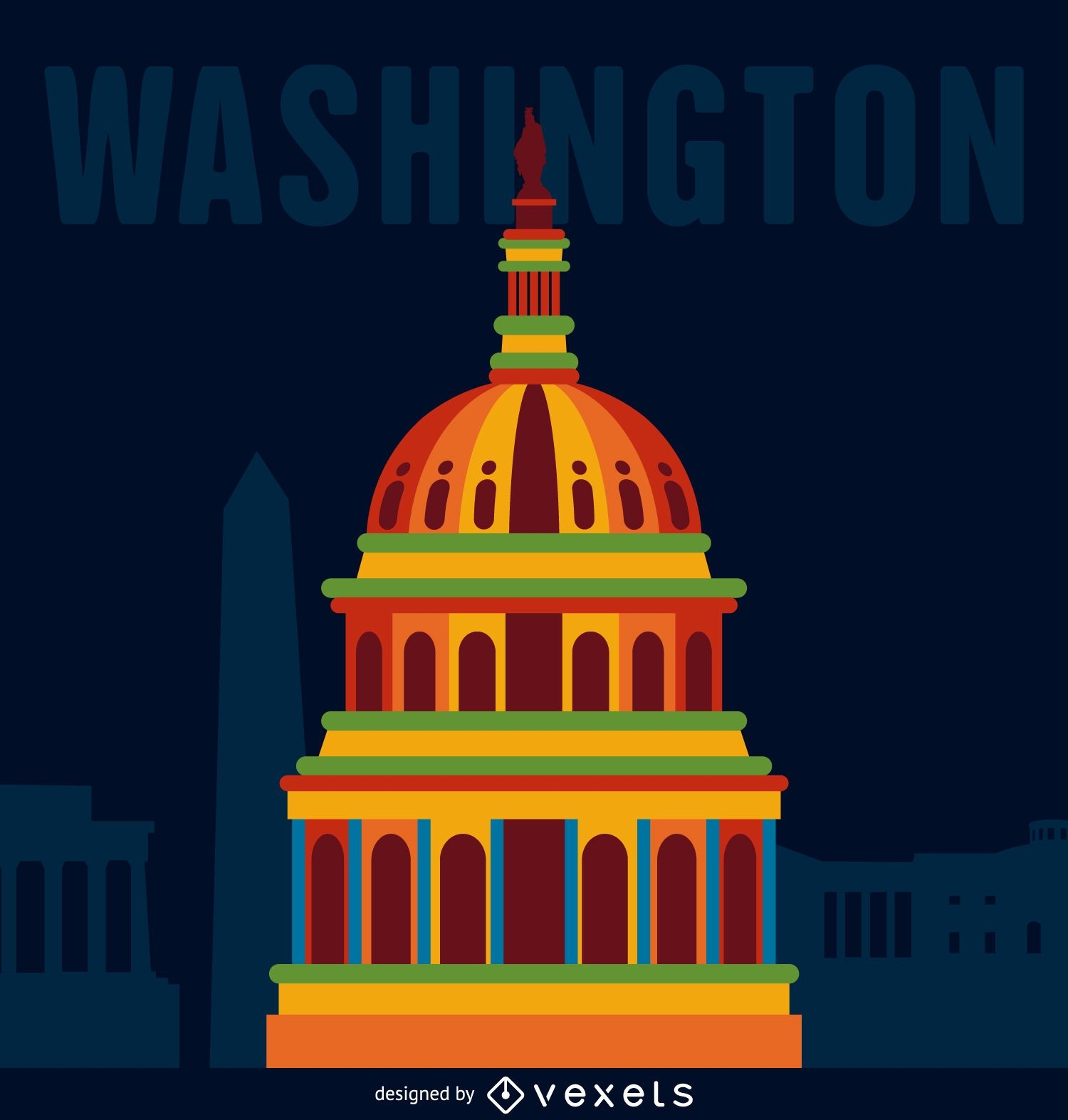 Washington travel illustration