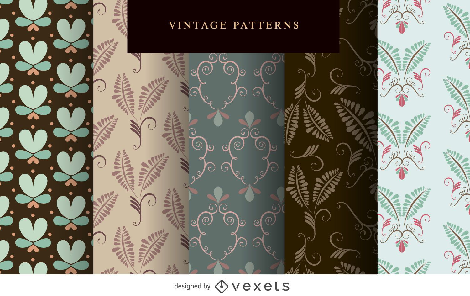 Conjunto de papel tapiz de patrón vintage