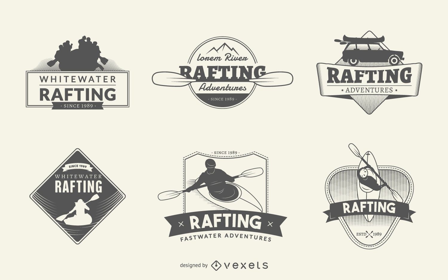 Conjunto de logotipo de Rafting