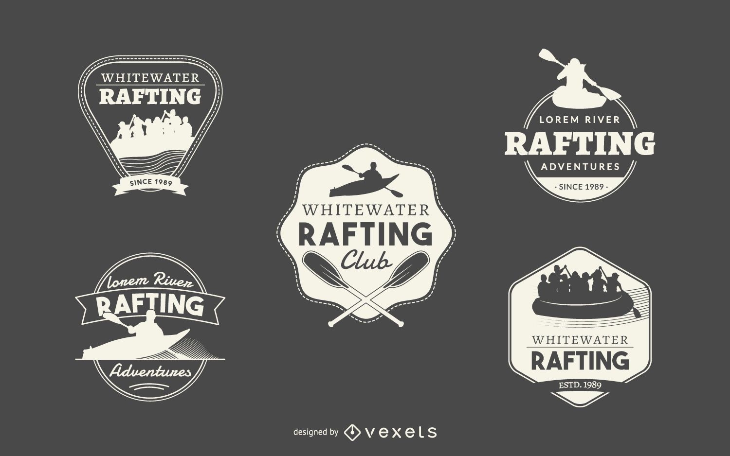Colección de logotipos de rafting hipster