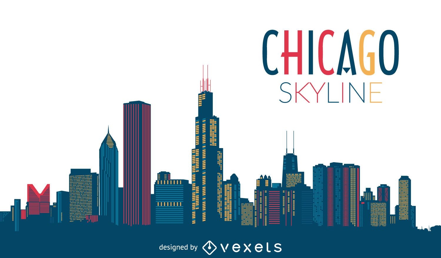 Bunte Skyline von Chicago