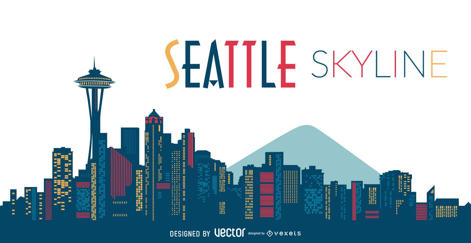 Seattle skyline silhouette Vector download