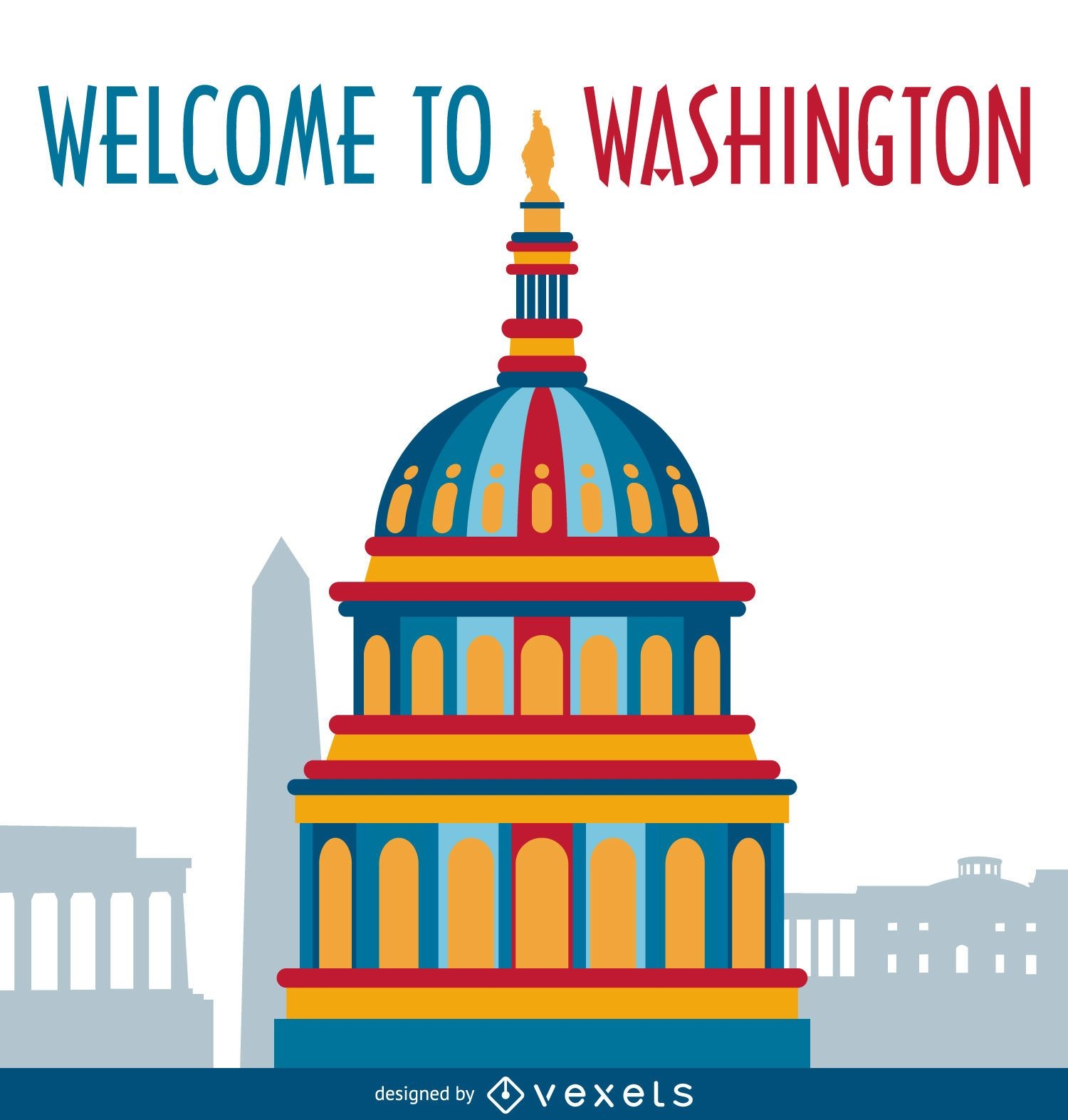 Washington illustration postcard