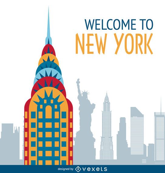 New York postcard illustration New York postcard illustration