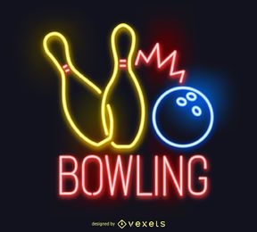 Neon Bowling Sign Preto