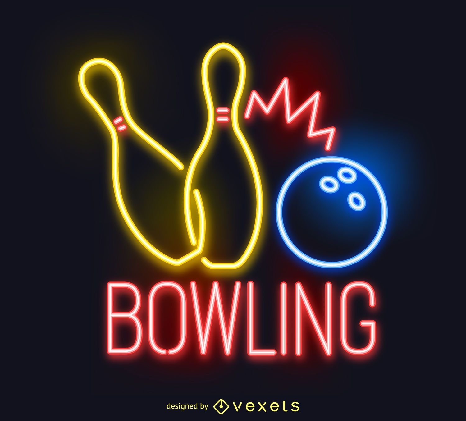 Neon Bowling Sign Schwarz