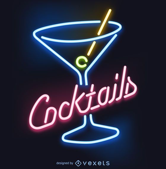 Download Vector - Neon cocktails sign - Vectorpicker