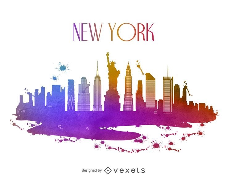 New York watercolor skyline - Vector download