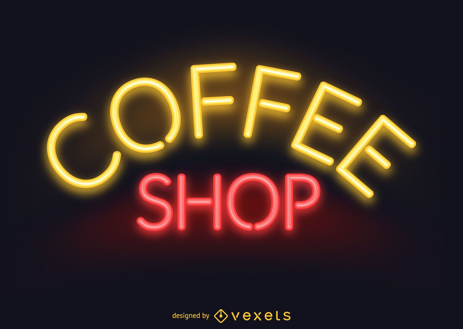 logo neon mockup Neon Vector shop sign coffee download