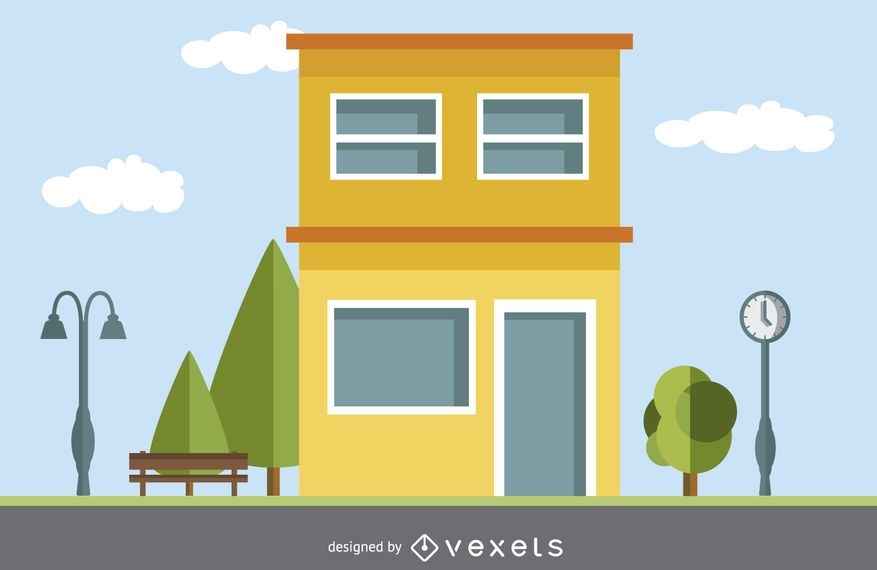 Modern House Drawing - Vector Download