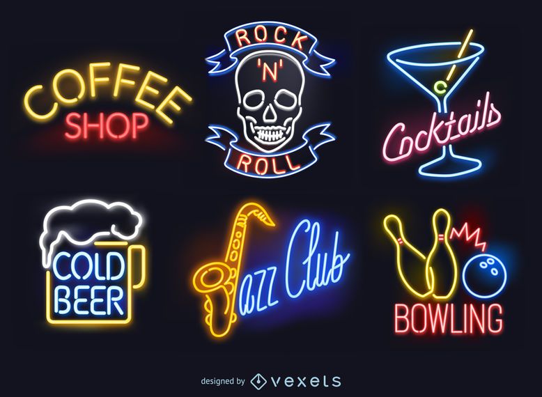 Neon Sign Set Vector Download 5513