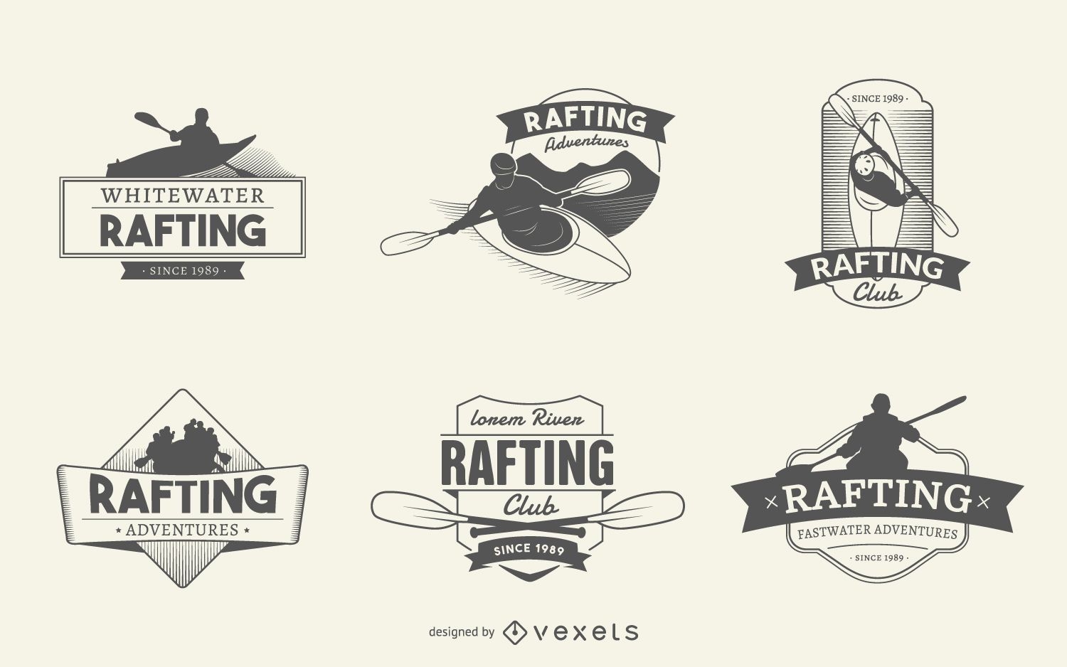 Conjunto de etiquetas de logotipo de Rafting