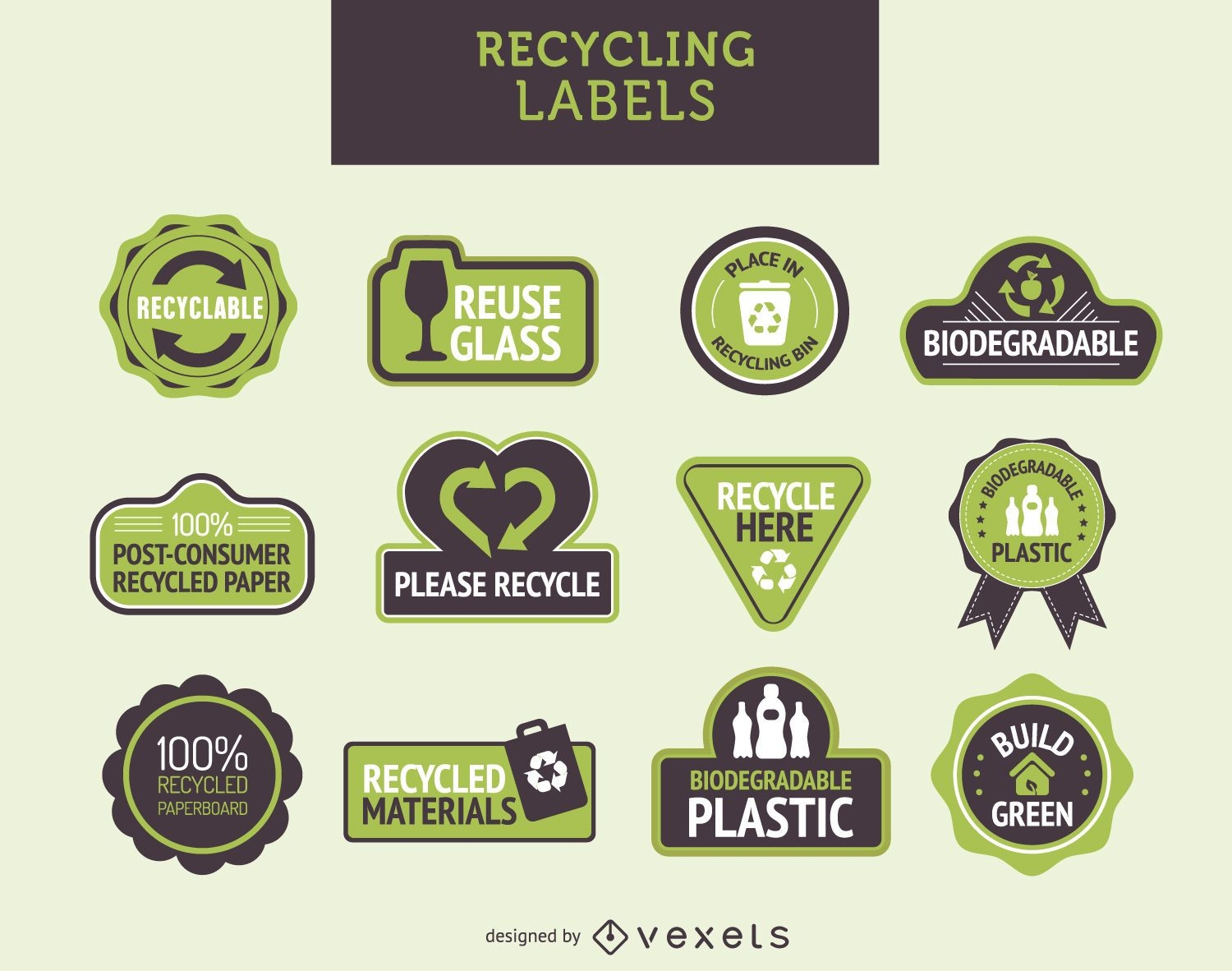 Recycling-Etiketten gesetzt