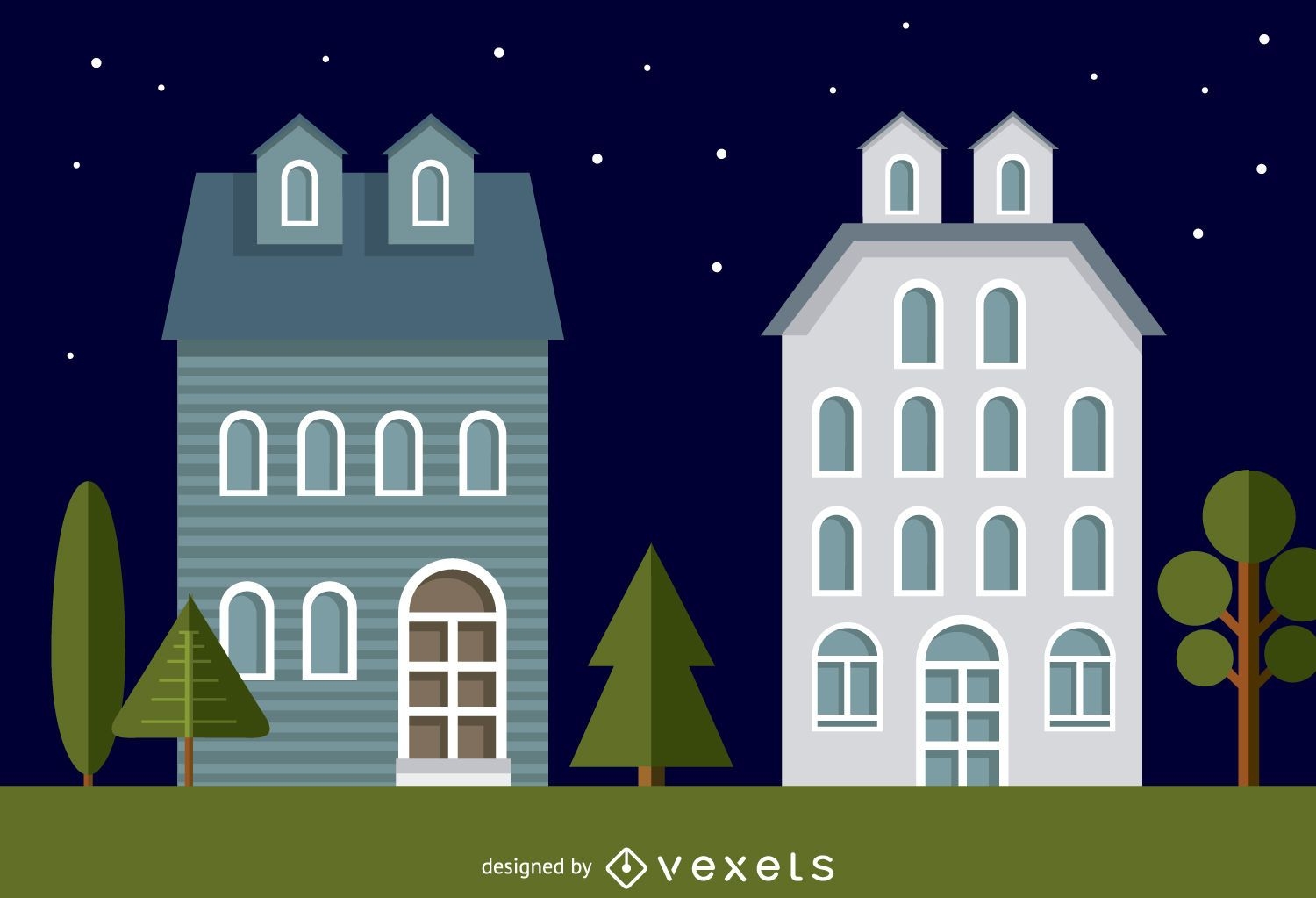 Ilustración de casas de vecindario