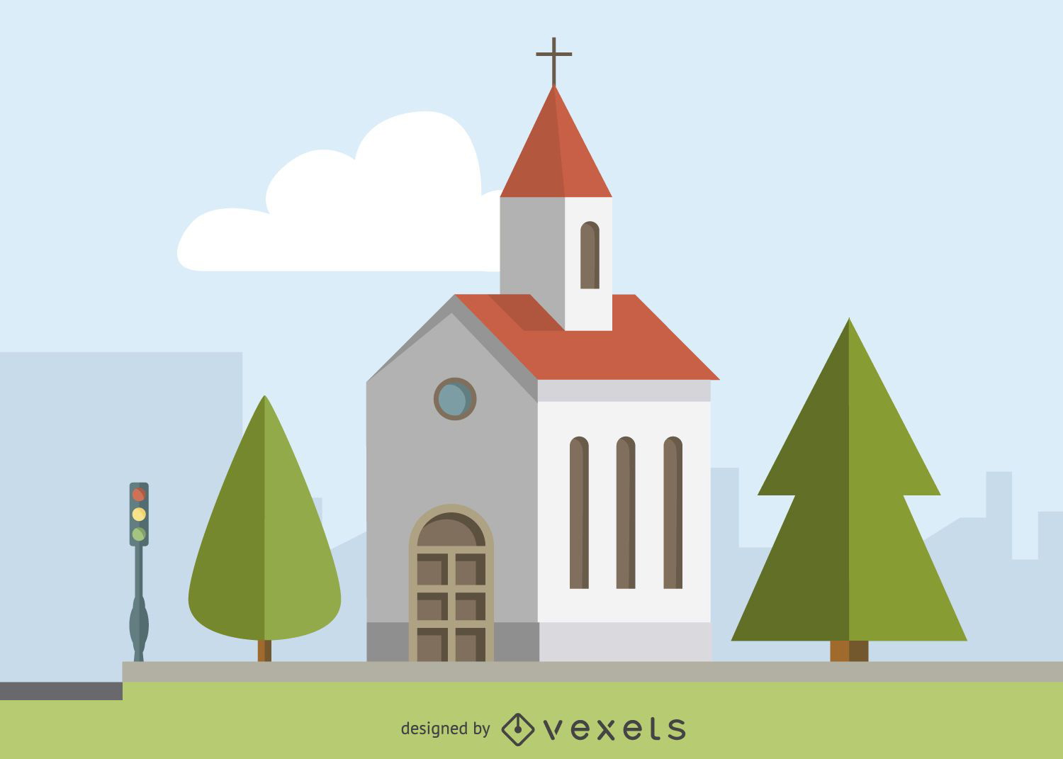 Illustrated Church  Poster Vector Download