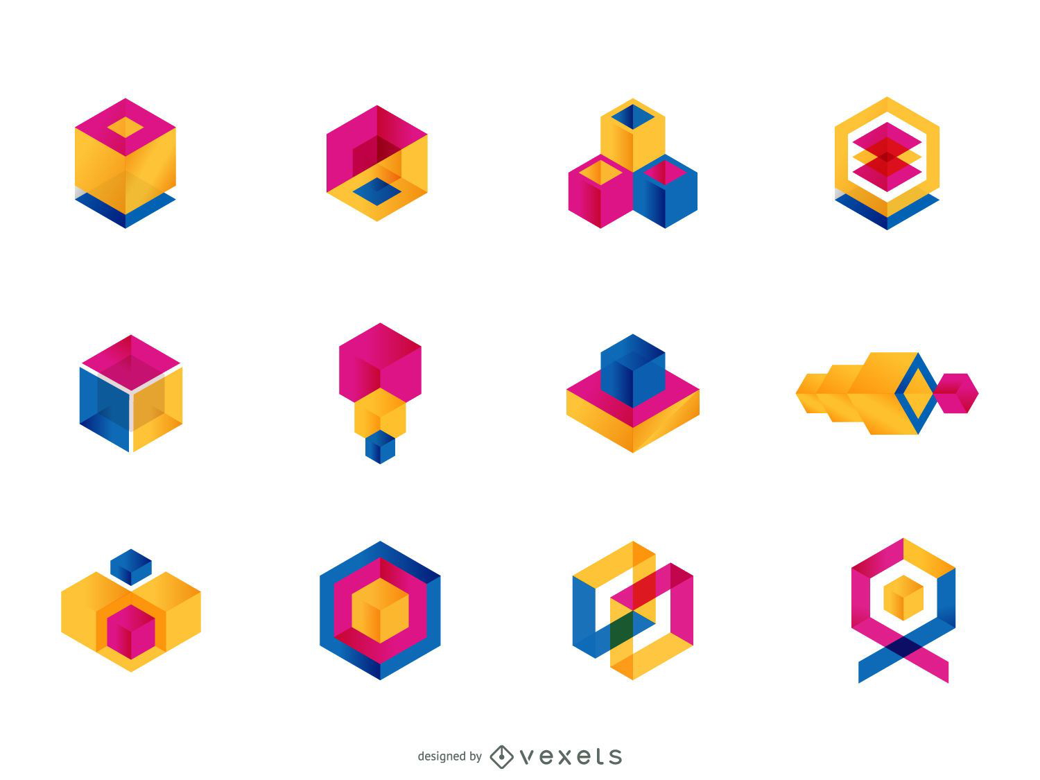 Conjunto de logotipo geométrico colorido