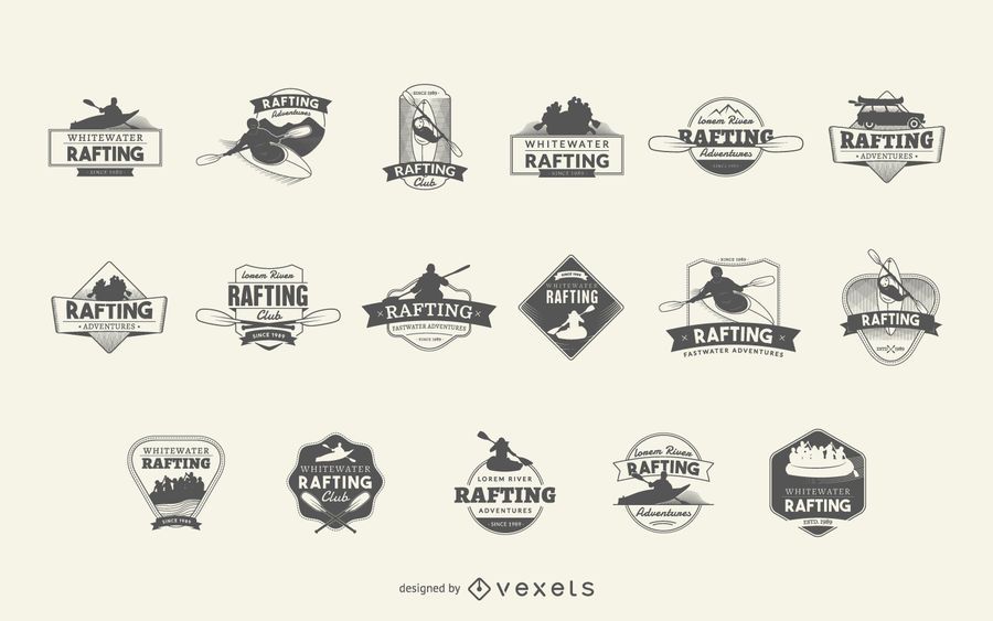 Rafting logo badge set Rafting logo badge set