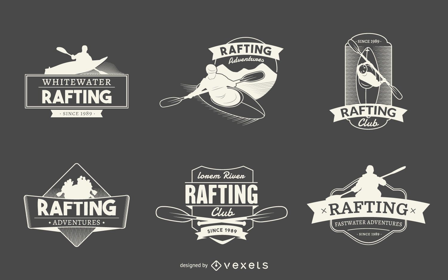 Cole??o de etiquetas de logotipo de Rafting