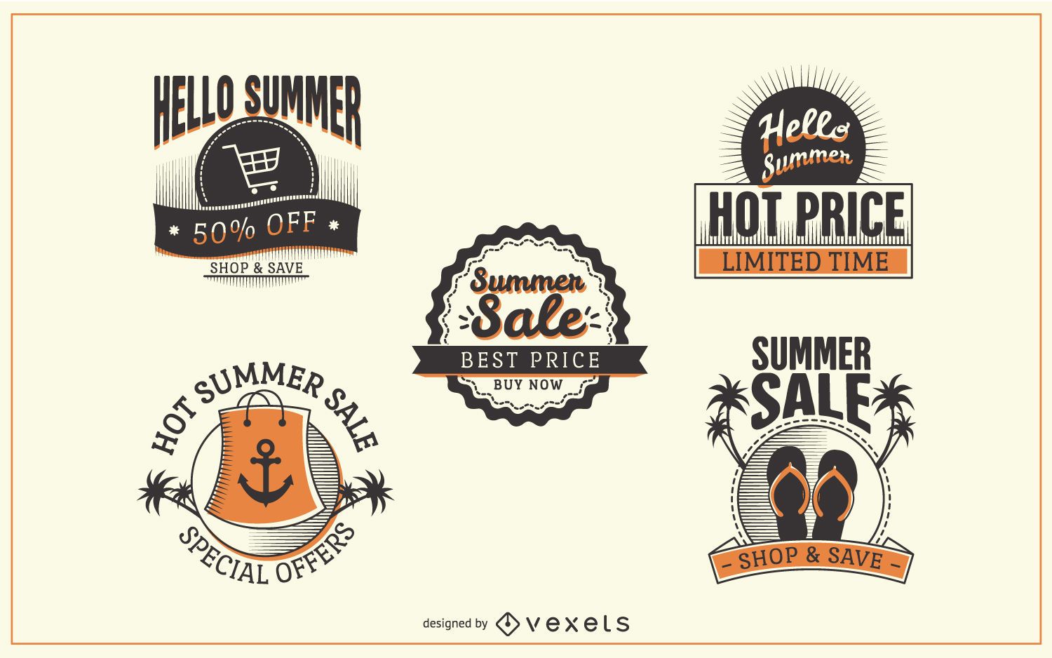 Summer sale label badge set