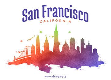 San Francisco colorful skyline illustration