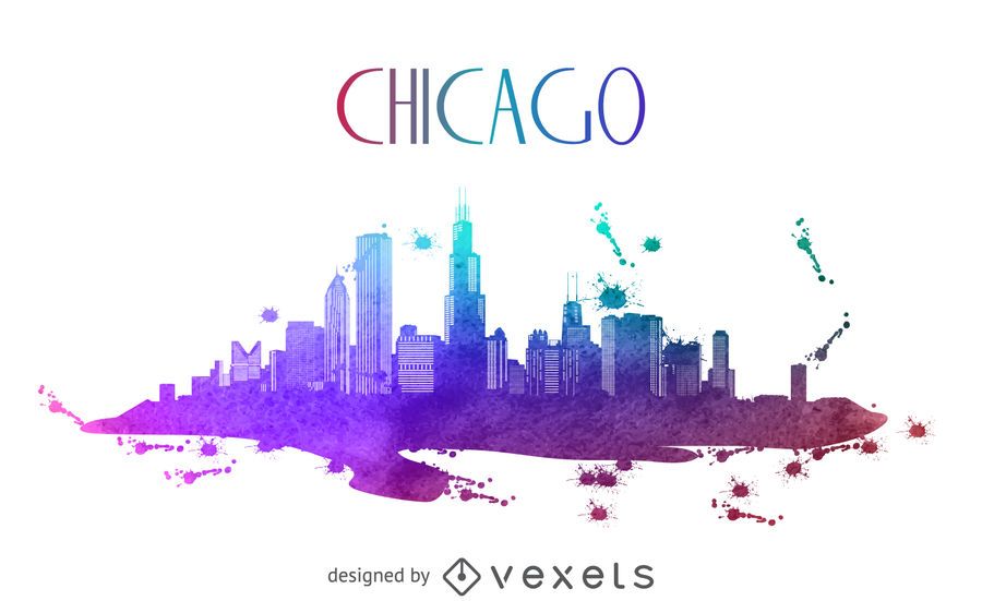 Chicago watercolor skyline silhouette Chicago watercolor skyline silhouette