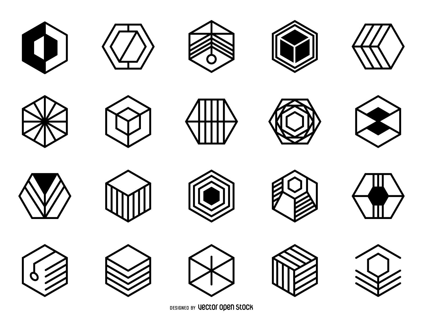 Conjunto de logotipo hexagonal