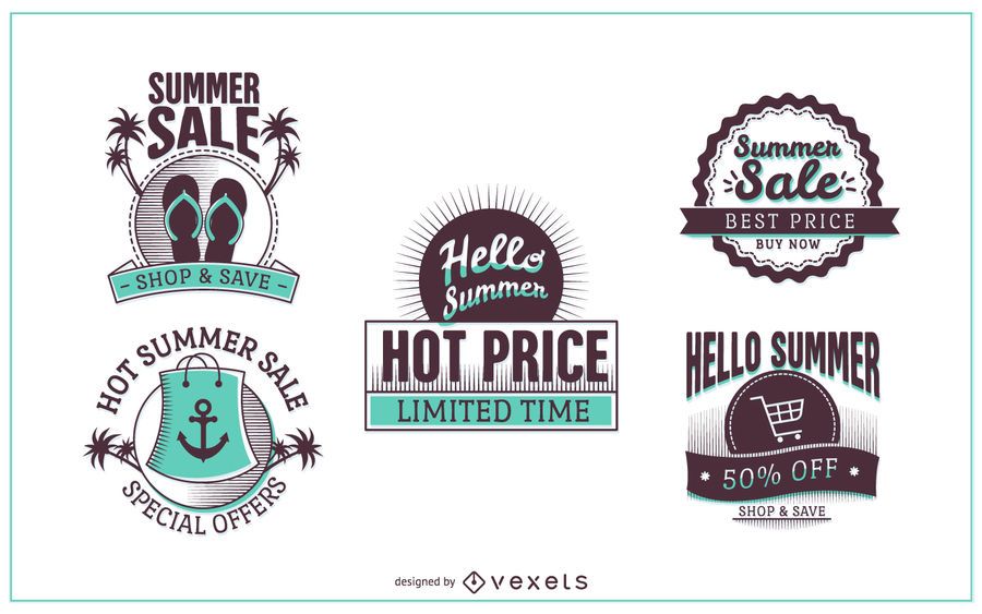 Etiquetas de descuento de venta de verano Etiquetas de descuento de venta de verano