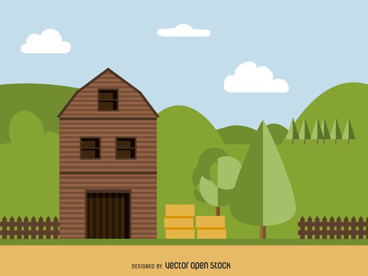 Flat barn illustration Flat barn illustration