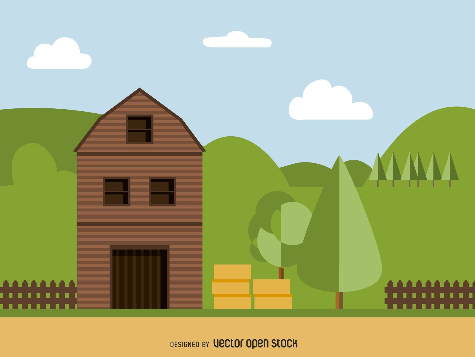 Flat barn illustration