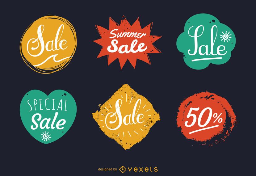 Summer sale stamp label set Summer sale stamp label set