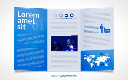 Plantilla de folleto comercial azul