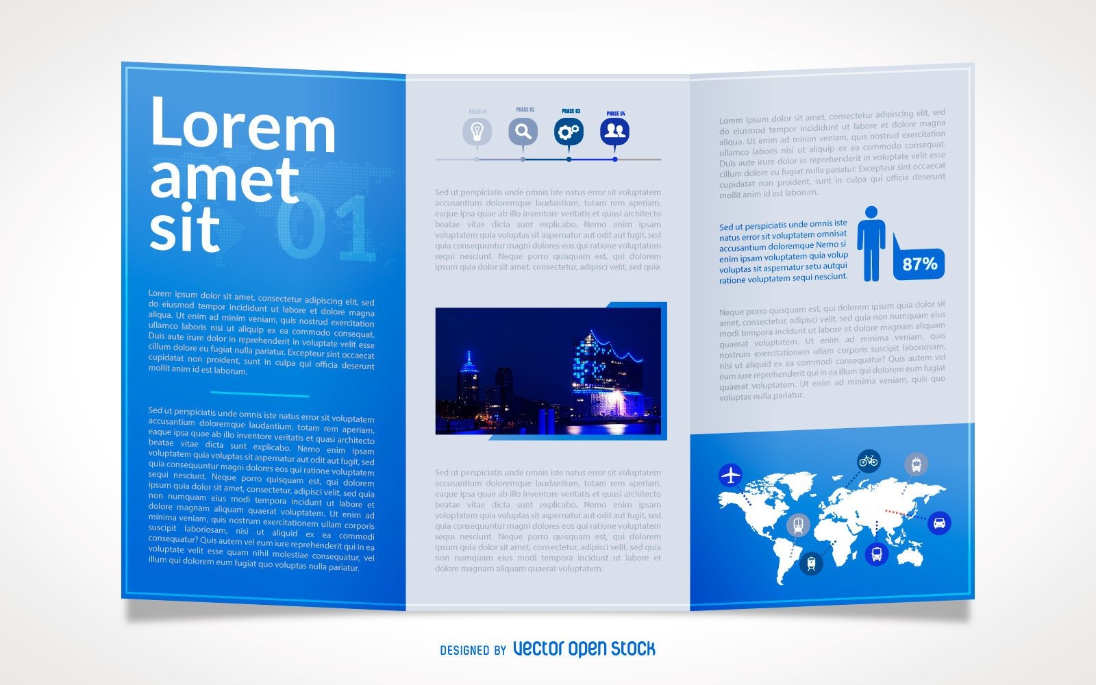 Business brochure blue template
