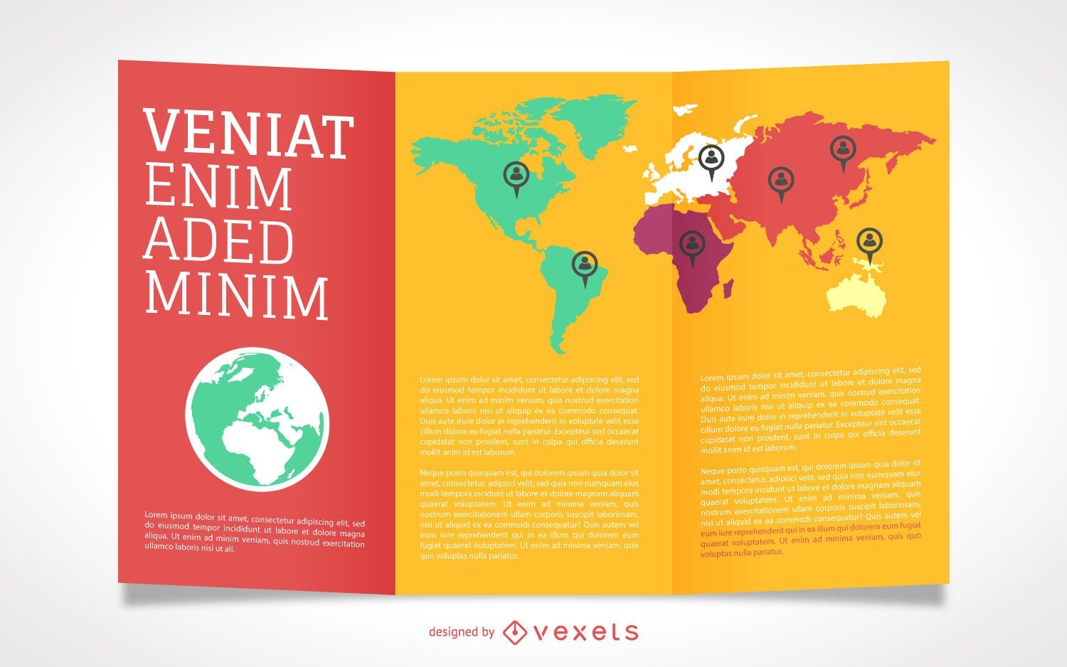 Flyer with continents template design