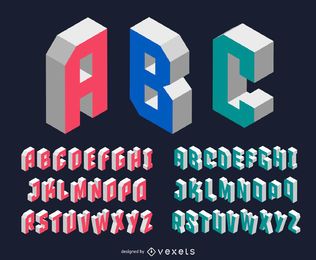 Modern isometric font Modern isometric font