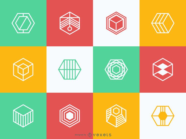Polygonal logo template collection Polygonal logo template collection