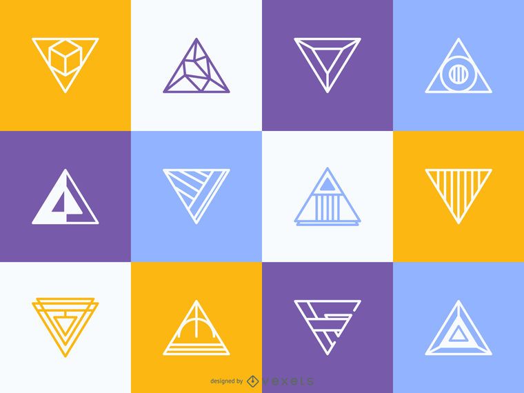 Hipster triangular logo template set Hipster triangular logo template set