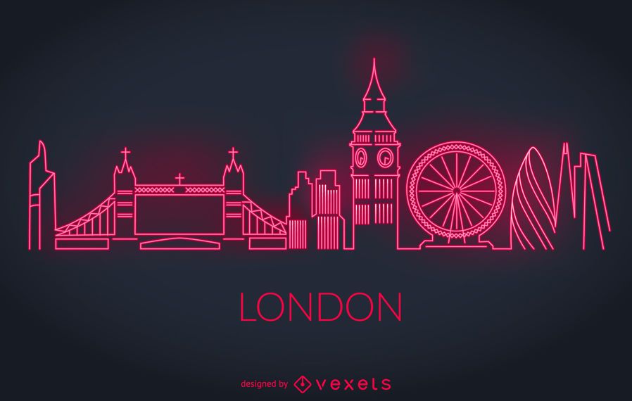 Londres silueta de neón del horizonte Londres silueta de neón del horizonte