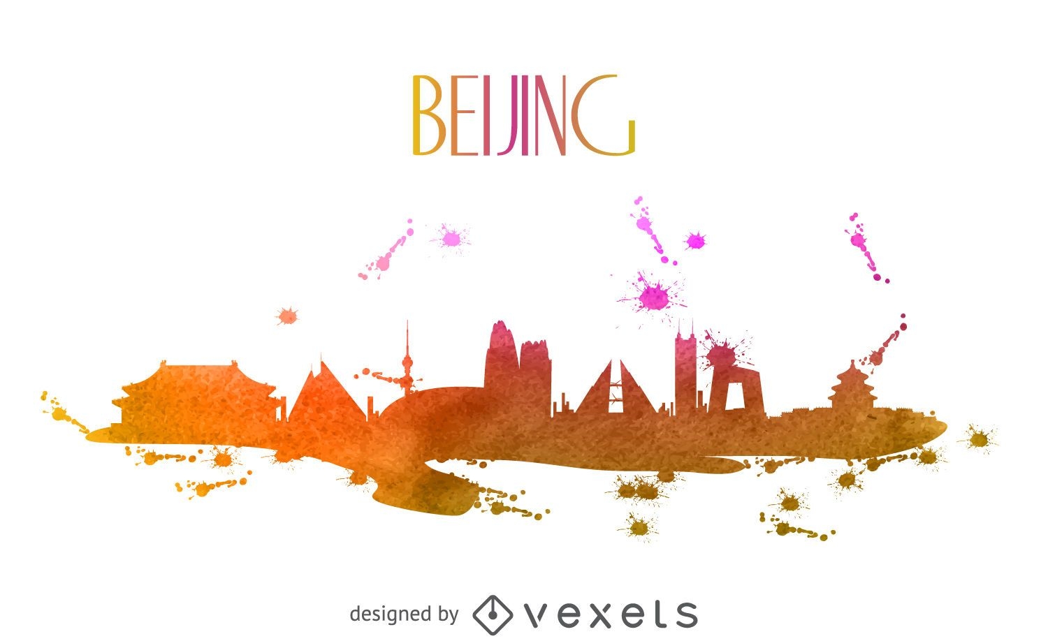 Beijing watercolor skyline