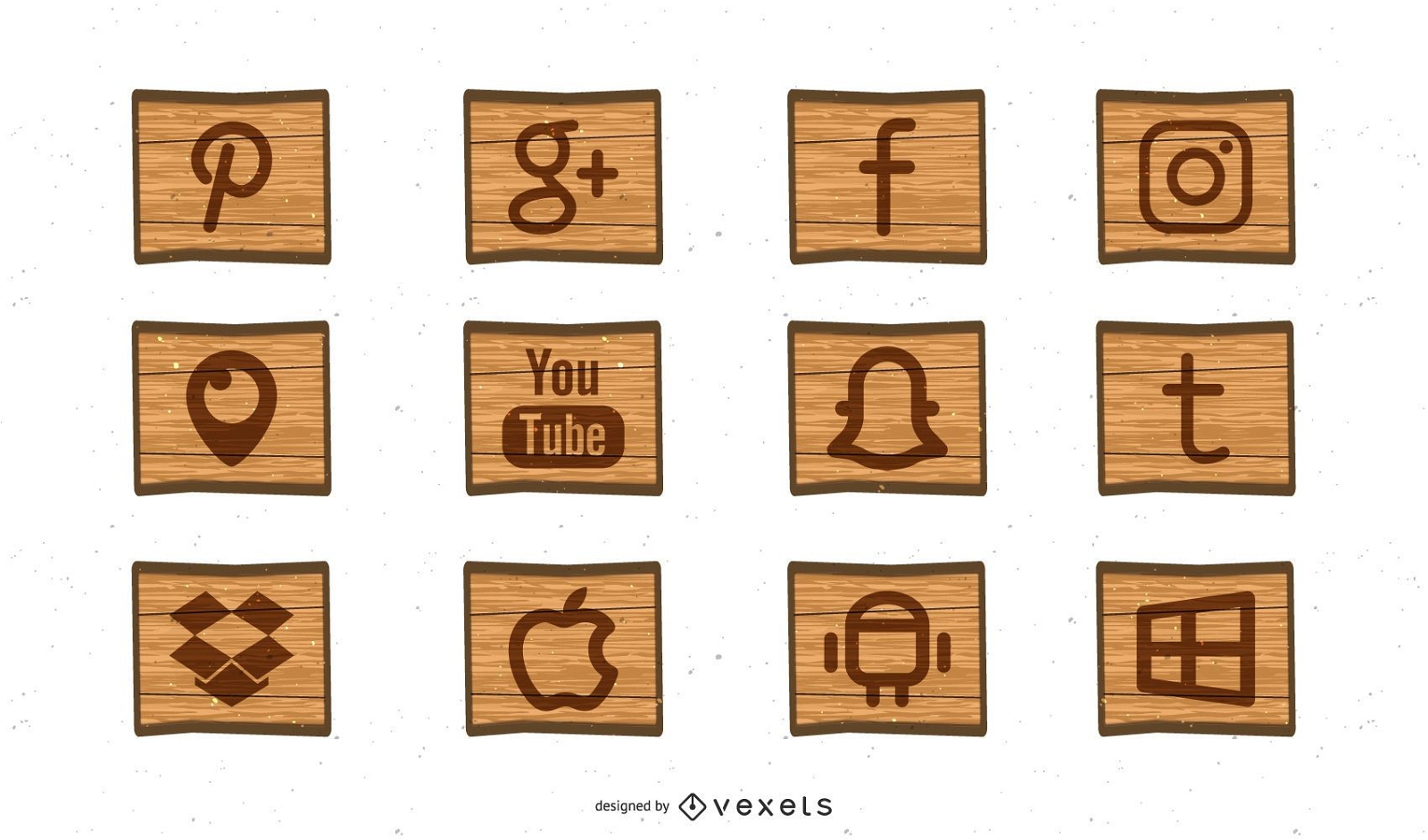 Iconos gratuitos de grabado en madera de redes sociales