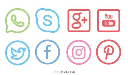 Pacote de ícones de mídia social mínima Pacote de ícones de mídia social mínima