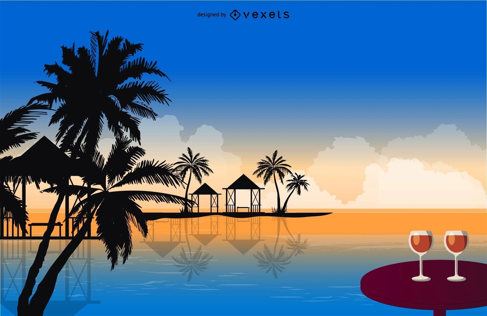 Projeto de ilustração de férias tropicais