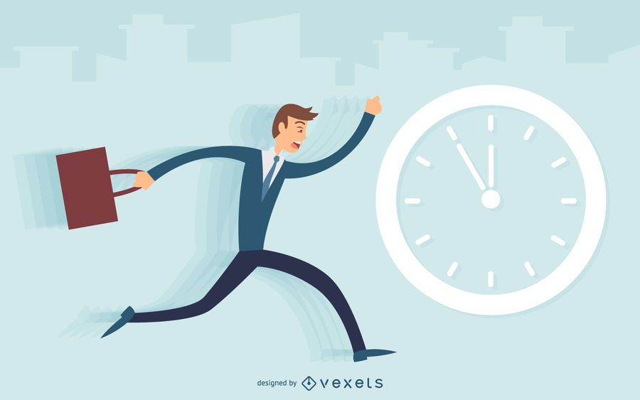 Business man running late illustration Business man running late illustration