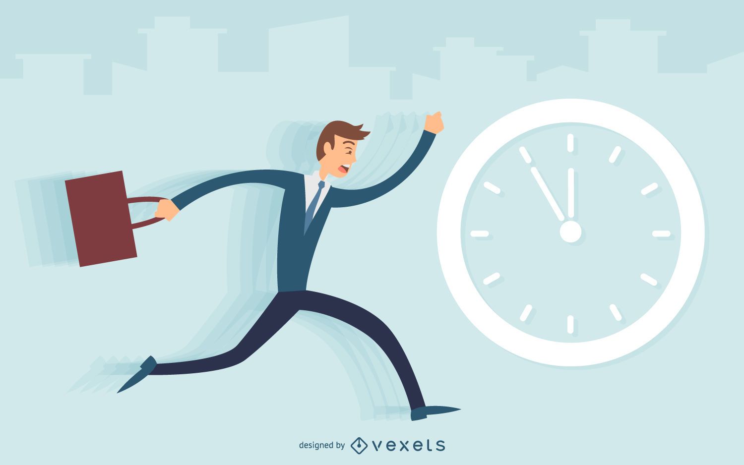 Business man running late illustration