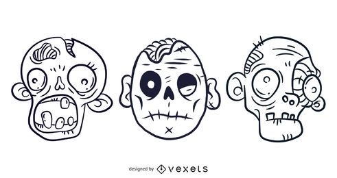 3 gráficos vectoriales ilustrados gratuitos de zombis aterrador