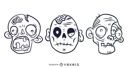3 gráficos vetoriais de zumbis assustadores ilustrados gratuitos