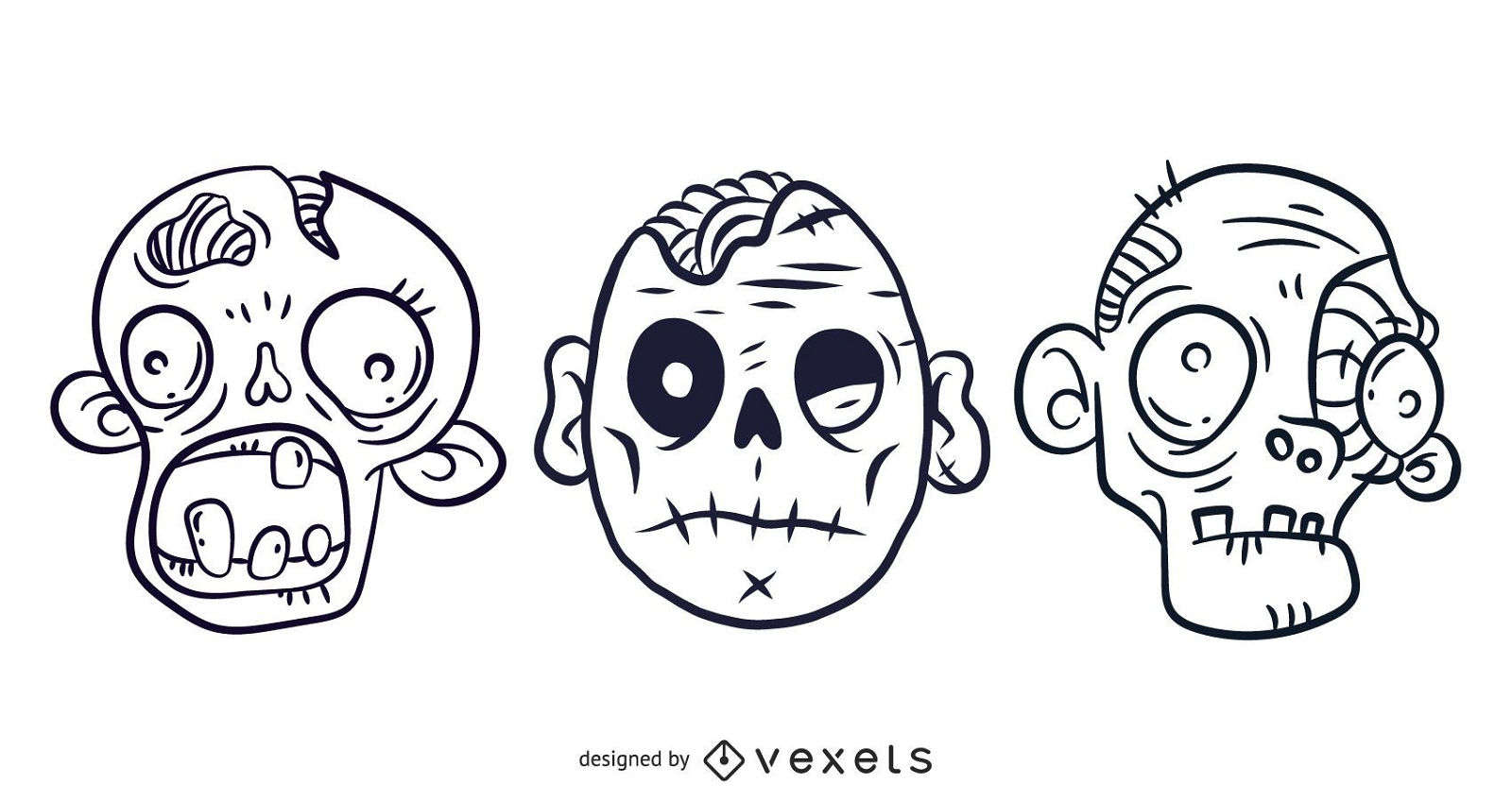 3 gráficos vectoriales ilustrados gratuitos de zombis aterrador