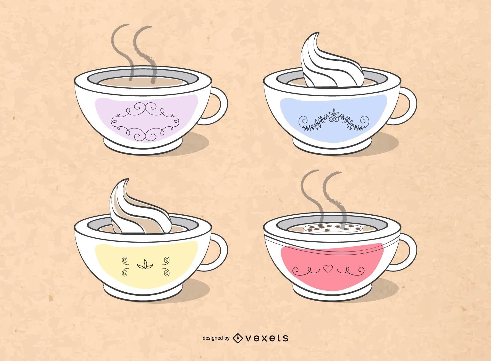 Desenhos de xícaras de café