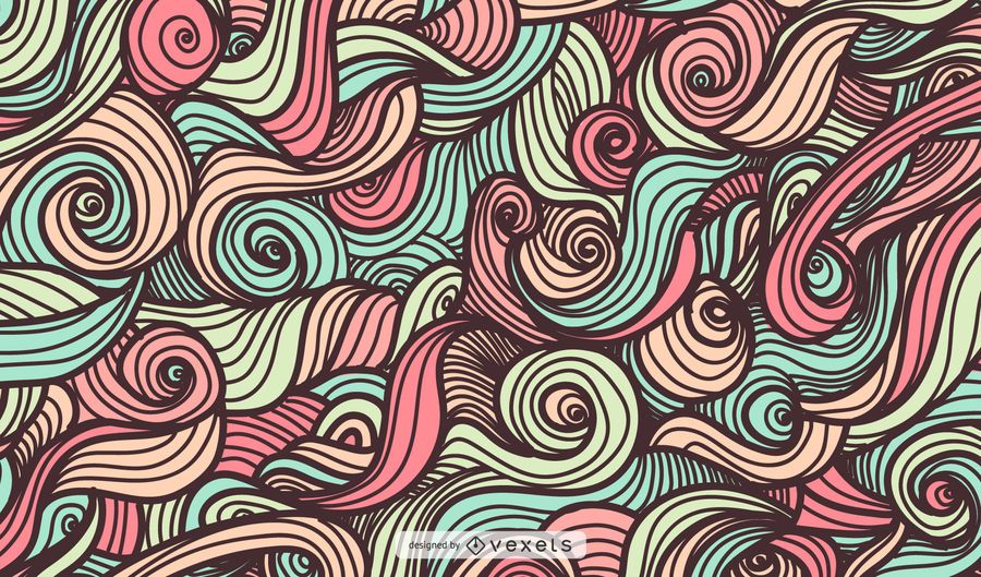Ondas com redemoinhos coloridos Ondas com redemoinhos coloridos